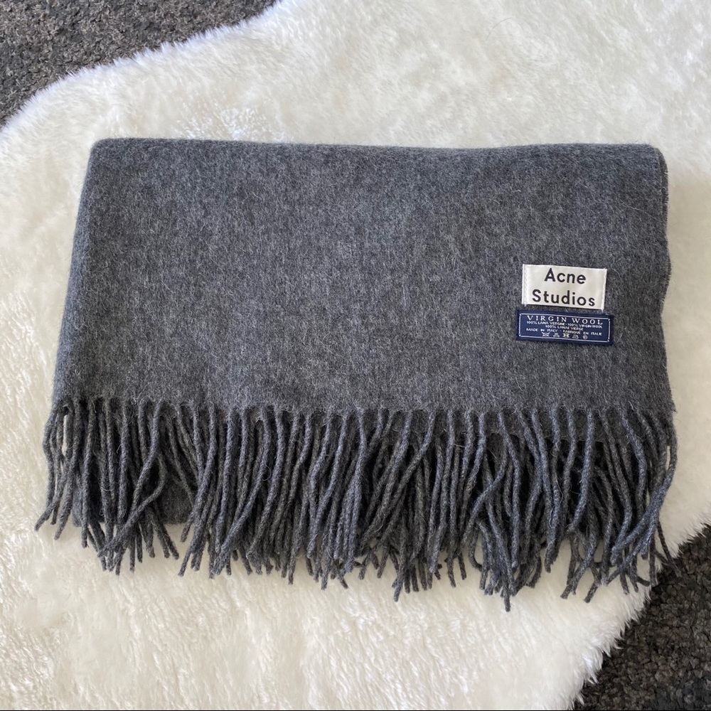 Acne Studios Gray Wool Fringe Scarf